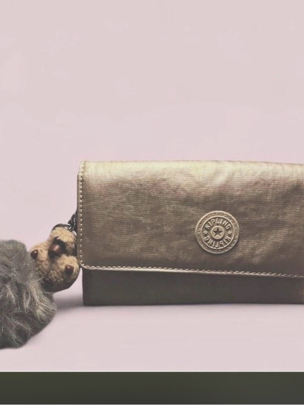 Kipling Metallic Quartz Large Squishy Wallet w Charms and Lux Freebies Included